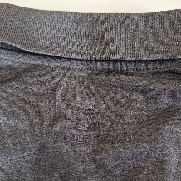 Pebble Beach Collared Polo Shirt Performace Mens Medium Golf Gray Short Sleeve - Picture 3 of 7